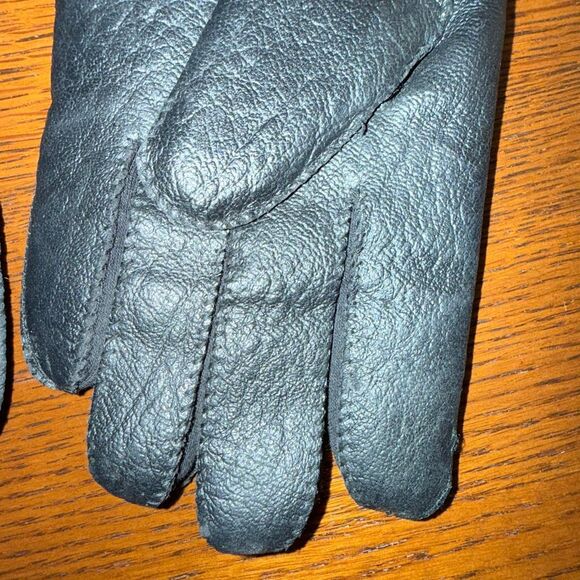 Vintage Men’s Black Vinyl Gloves Medium Made in Japan 60s 70s Mod Style Lined Wi - Picture 6 of 10